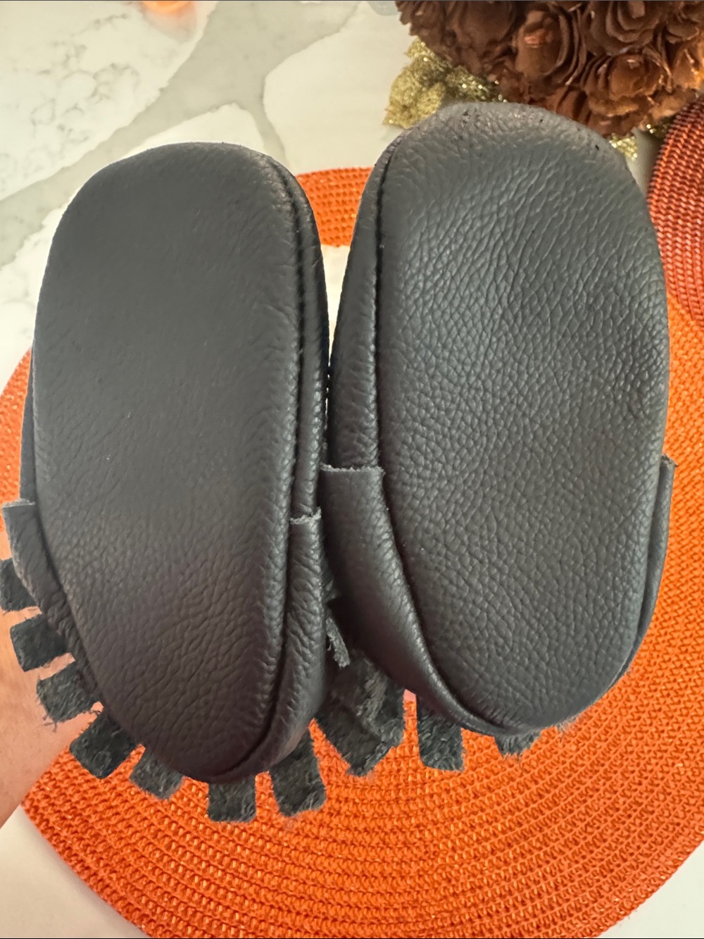 Black Fringe Leather Baby Shoes - Picture 4 of 4